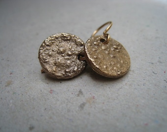 Another Texture for Bronze Disk Earrings - Bronze Earrings - Textured Earrings