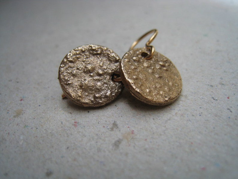 Another Texture for Bronze Disk Earrings Bronze Earrings Textured Earrings image 1