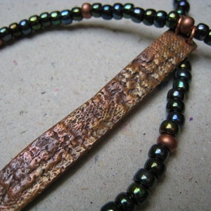 Rainbow Copper Pendant on Metallic Beaded Necklace Rainbow Necklace Copper Necklace image 3