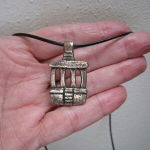 Artifact Inspired Temple Model Blackened Bronze Pendant - Temple Pendant - Archaeology