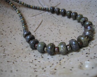 Dragon Blood Jasper and Seed Bead Necklace - Beaded Necklace - Jasper Necklace - Dragon Blood Necklace
