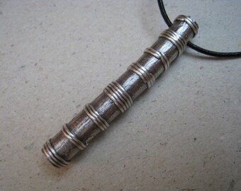 Rustic Water Pipe Oxidized Fine Silver Necklace Mini - Fine Silver Pendant