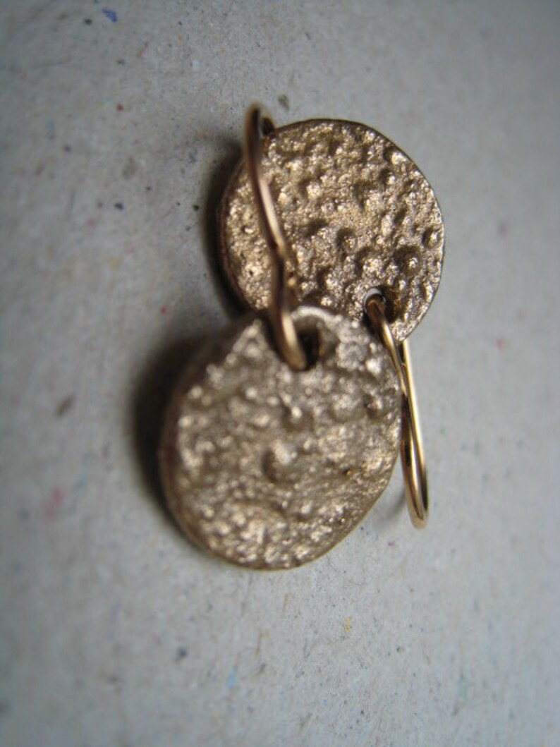 Another Texture for Bronze Disk Earrings Bronze Earrings Textured Earrings image 4