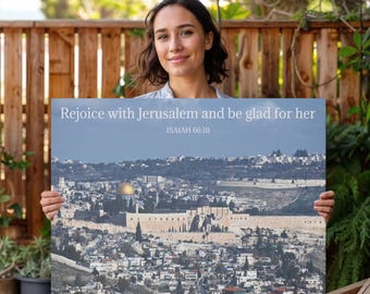 Jerusalem and Bible verse print canvas, merry Christmas gift, Noel, Christian faith gift, Christian art, real photo, wall decor, present