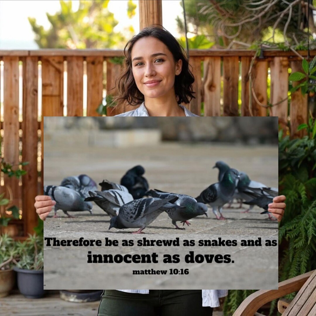 Pigeons Scripture Pigeons Photo & Biblical Quote Poster, Christmas Gift, Christian Faith ...