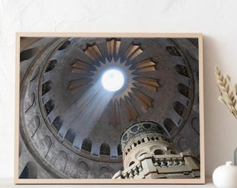 Light in the Holy Sepulchre real photo poster, gift for preacher, spiritual gift, christian, heartfelt present, Holyland, Jerusalem, wallart