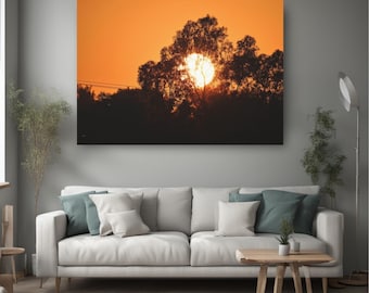 Peaceful Sunset Canvas Wall Art for Calm Living Room - Nature Photography Print