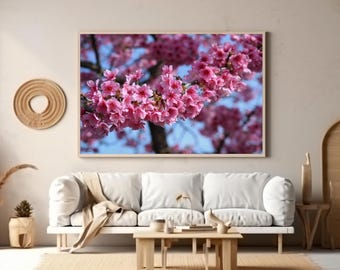 Taiwan  flowering cherry tree photo poster, decor above headboard, sakura photo, flowering tree, thoughtful present, beauty in nature