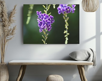 Duranta purple flowers canvas, housewarming present, best gift for new homeowners, interior designer idea, hotel lobby decor, wallart