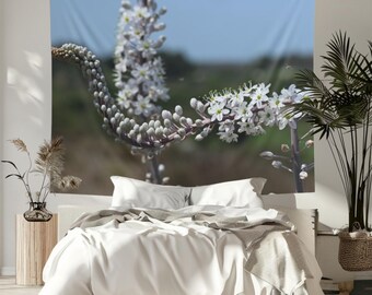 Sea squills flowers tapestry, tiny room decor, gifts for best friends birthday, thoughtful present, flower photo, apartment wall art