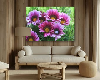 Purple flowers photo canvas print,  new home present, office wallart,  heartfelt present, garden flowers photo, hotel room decoration