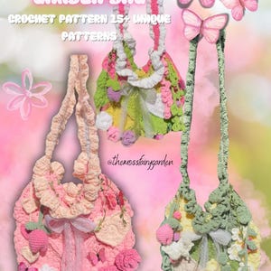 Crochet Garden Bag Pattern Photo Guide & Written Instructions (PDF Download) beginner amigurumi, easy cute and fun flower digital product