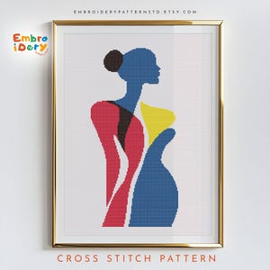 Cross Stitch Pattern Design - Henri Matisse Wall Art - Abstract Woman Art - Modern Minimalist Embroidery - Bold Colorful Art - PDF Download