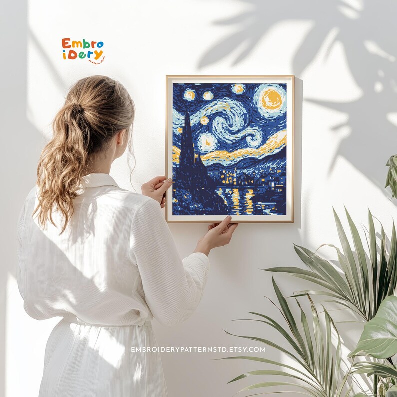 Van Gogh's Starry Night Cross Stitch Pattern PDF - Famous Art ...