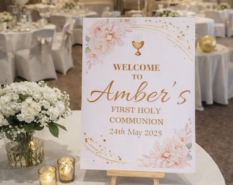 A4 Communion/Confirmation welcome sign with easel