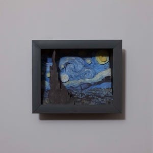 Van Gogh, The Starry Night, Paper Relief, Wall Art, Original Production, Modern Art, Handmade