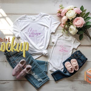 Mommy and Me Outfit Mockup Set: Matching T-Shirt Designs (Digital Download)
