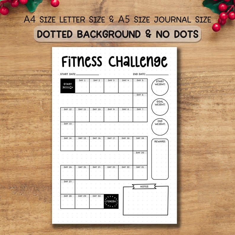 30 Day Fitness Challenge Tracker PDF | Workout & Exercise Log | Health ...