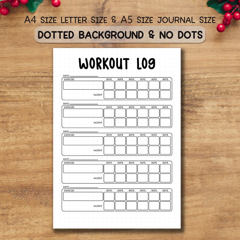 Workout Log Printable, Fitness Tracker PDF, Exercise Planner, Gym ...