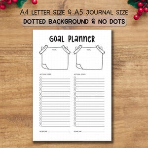 Goal Planner Printable | A4 A5 Dotted, Non-Dotted Pages | Action Steps & Deadline Goal Setting Worksheet
