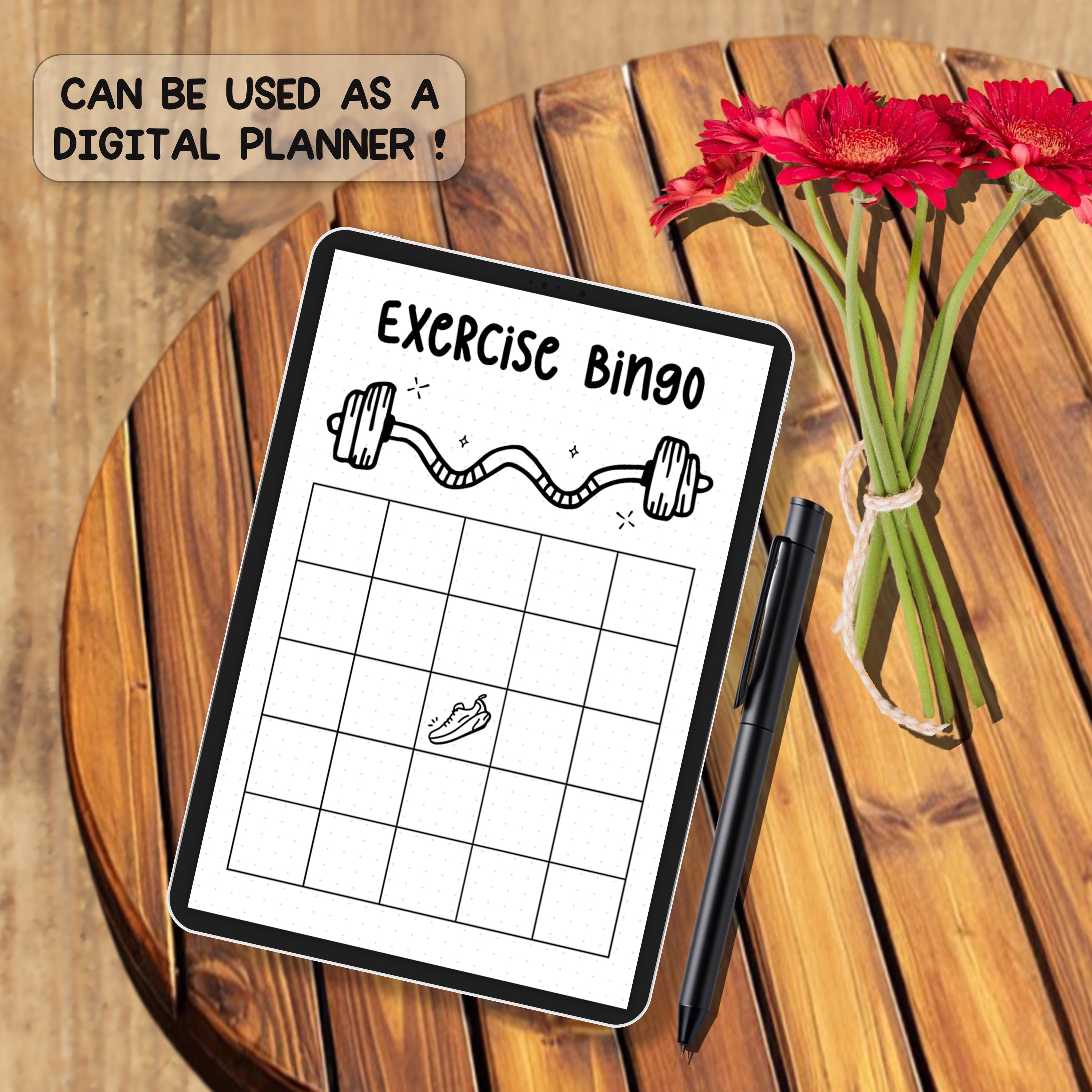 Exercise Bingo Game Printable PDF | Workout & Fitness Tracker | Gym ...