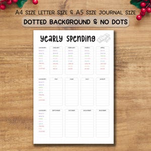 Spending Tracker Yearly, Printable Journal Page, A5 Expense Tracker, Money Management Log, Money Tracker, Yearly Finance Log, Money Spending