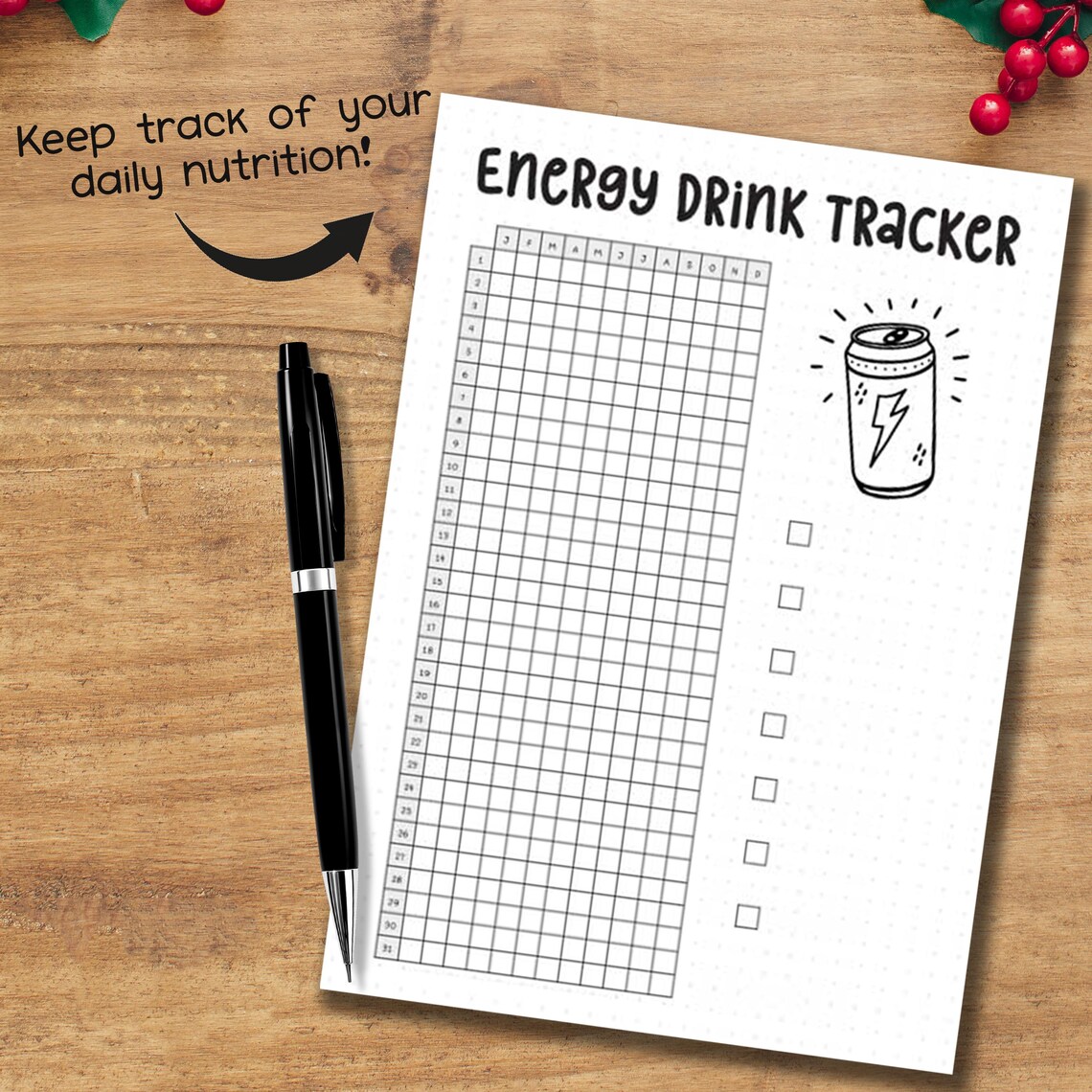 Printable Caffeine Questionnaire.pdf Energy Drink Tracker Printable Journal Planner PDF | Yearly Habit ...