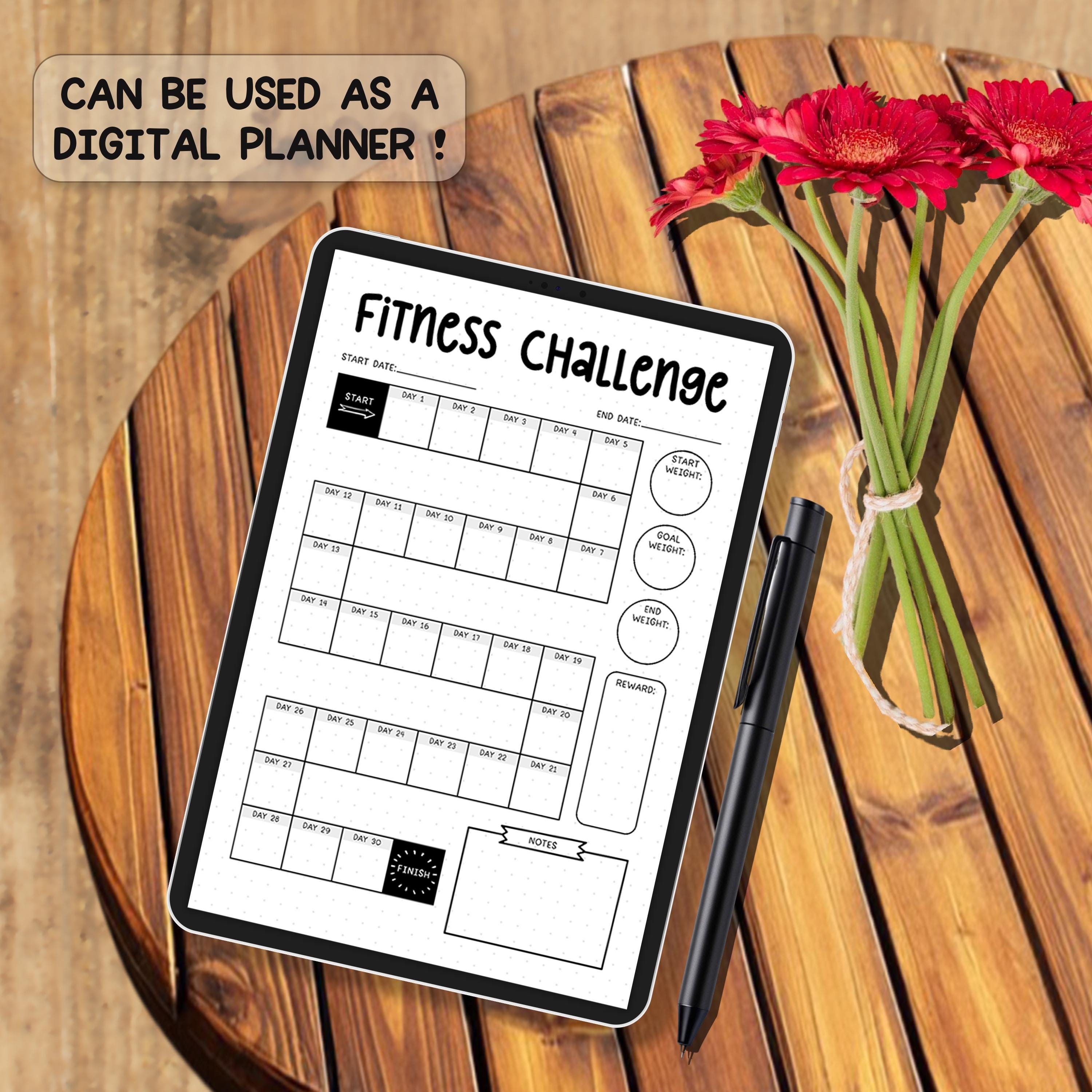 30 Day Fitness Challenge Tracker PDF | Workout & Exercise Log | Health ...