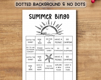 Summer Bingo Game Printable PDF | Beach Day & Bucket List Activities | Planner Journal A4/A5