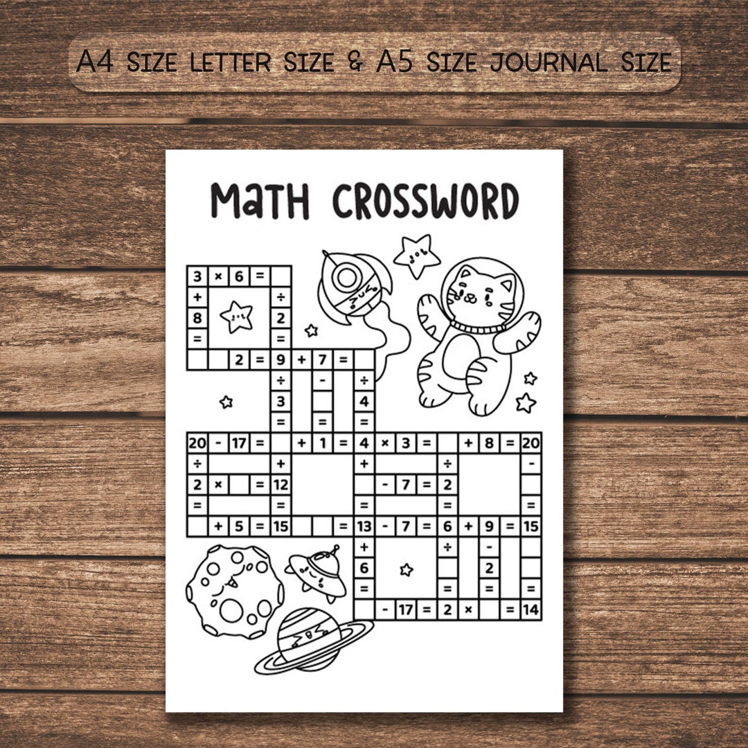Math Crossword Worksheet.pdf Math Crossword Worksheets Printable PDF | A4-A5 Math Puzzle Activity ...