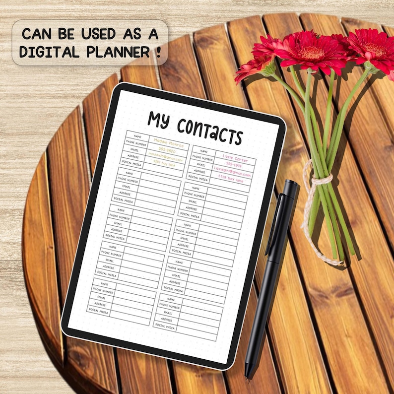 Contacts Organizer Printable PDF | A4 A5 Dotted & Non-dotted Pages ...