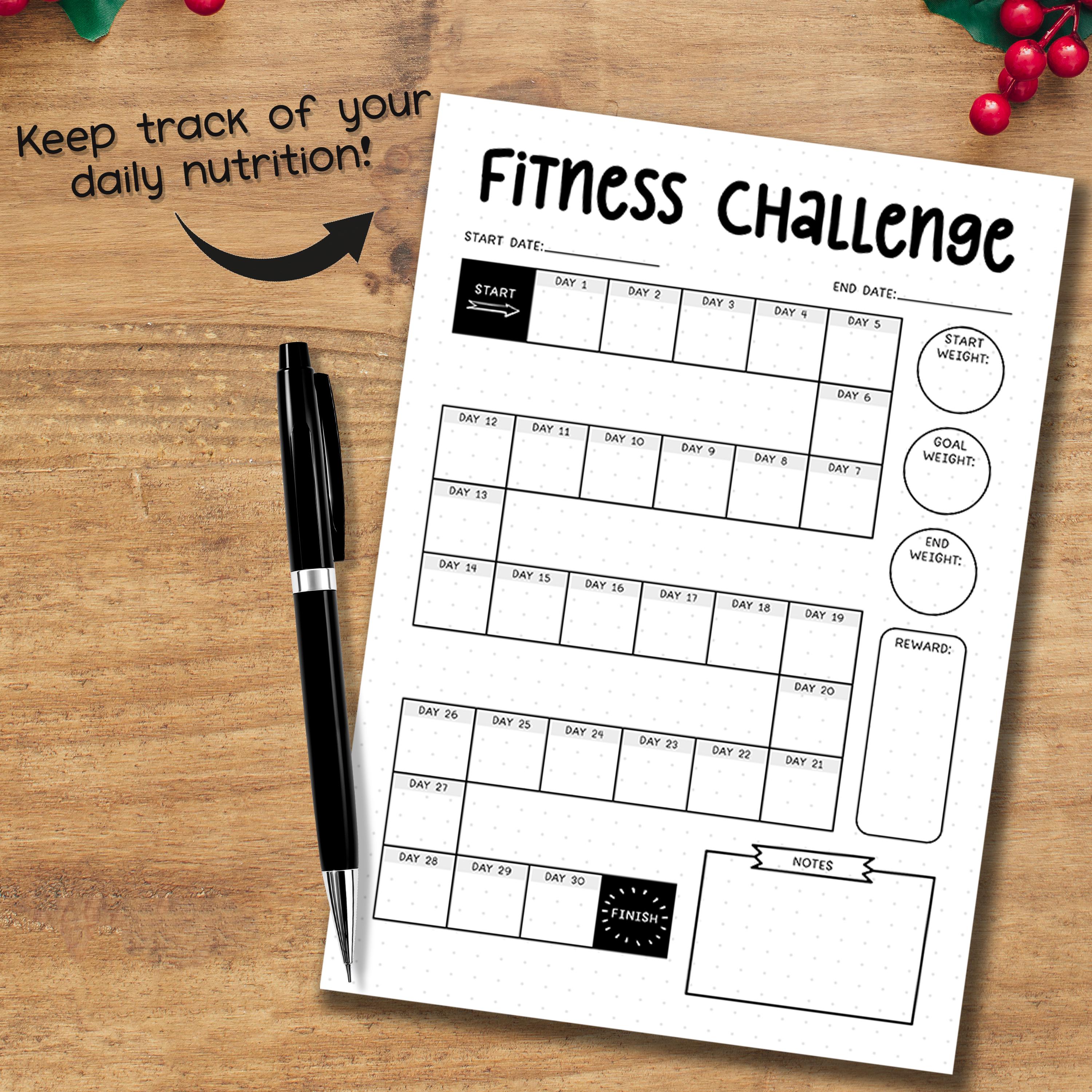30 Day Fitness Challenge Tracker PDF | Workout & Exercise Log | Health ...
