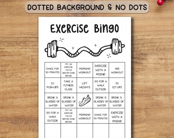 Exercise Bingo Game Printable PDF | Workout & Fitness Tracker | Gym Activity Journal Page A4/A5
