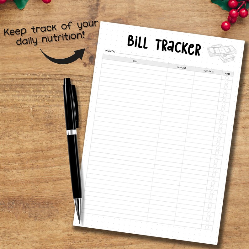 Bill Tracker Printable PDF | Monthly Payment Checklist & Expense Log ...