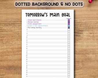 Tomorrow’s Main Goal Printable PDF | Daily Goal Tracker & Productivity Planner | A4 A5 Habit Tracking