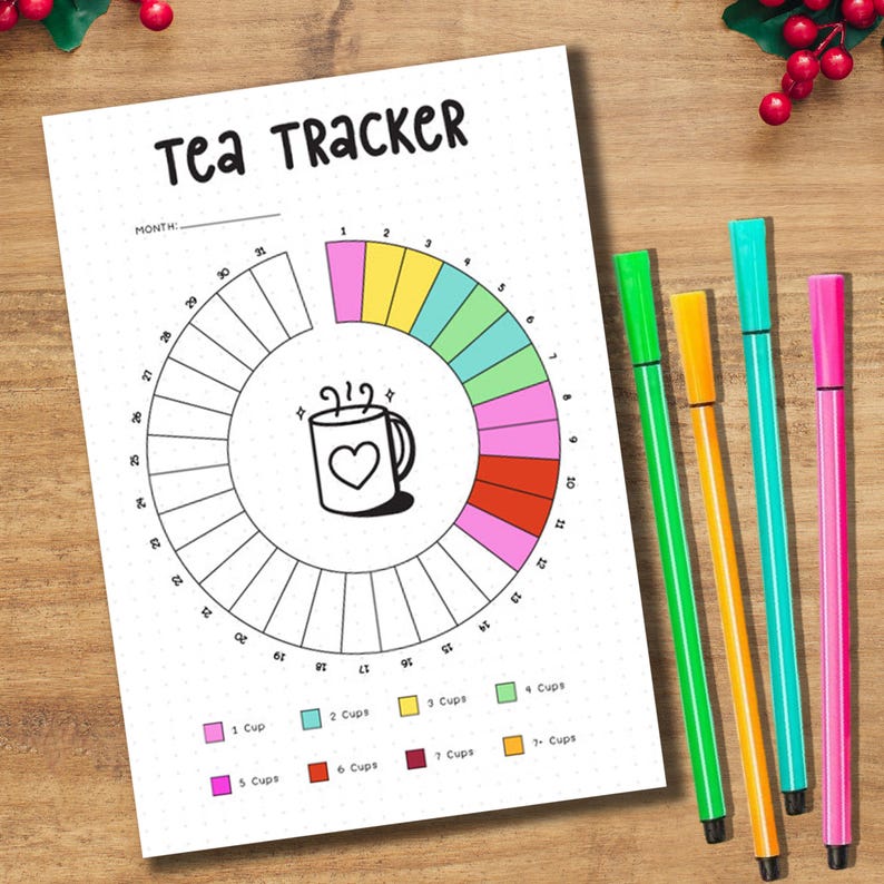 Trackerr Tea Tea Tracker Printable PDF | Daily Tasting & Caffeine Budget Sheet | Tea ...