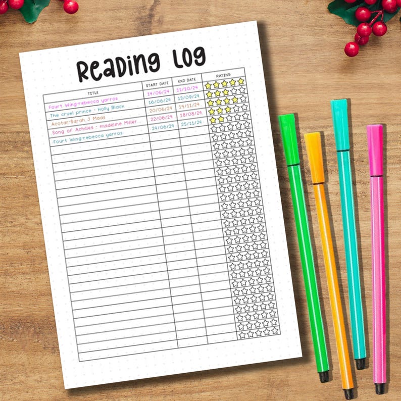 Reading Log Chart Printable PDF | Book Tracker & Habit Journal Page ...