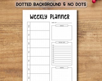 Weekly Planner Printable | A4/A5 Dotted & Non-Dotted Pages | Goals, To-Do List, Notes Planner Page