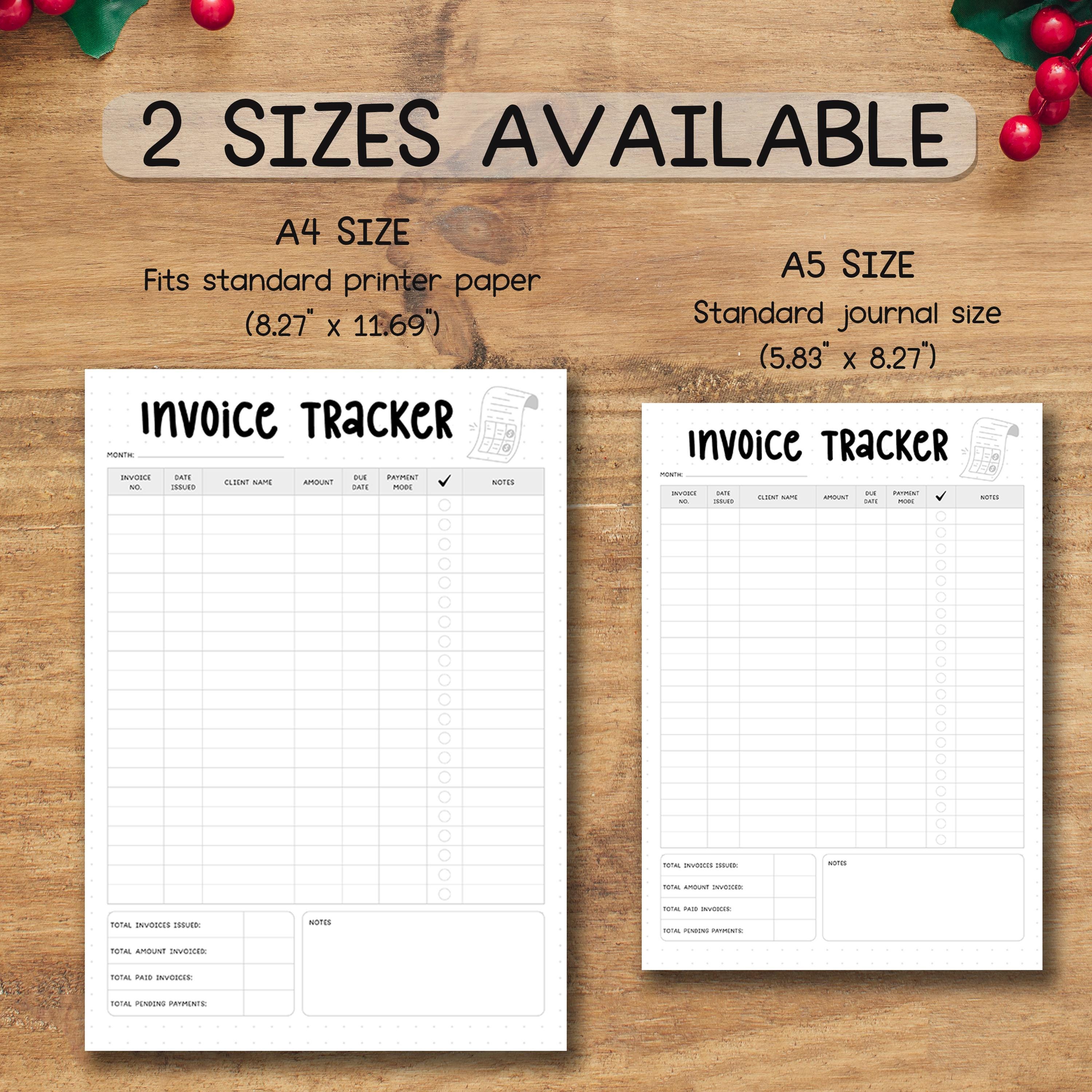 Invoice Tracker Printable PDF | Business Template for Client Payments ...