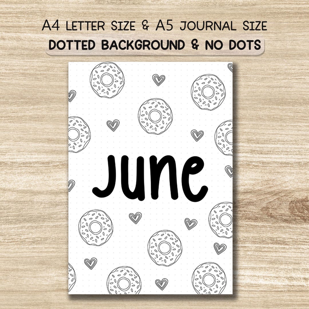 June Journal Lettering June Journal Cover Page Printable PDF | A4/A5 Dotted Monthly Title Page ...