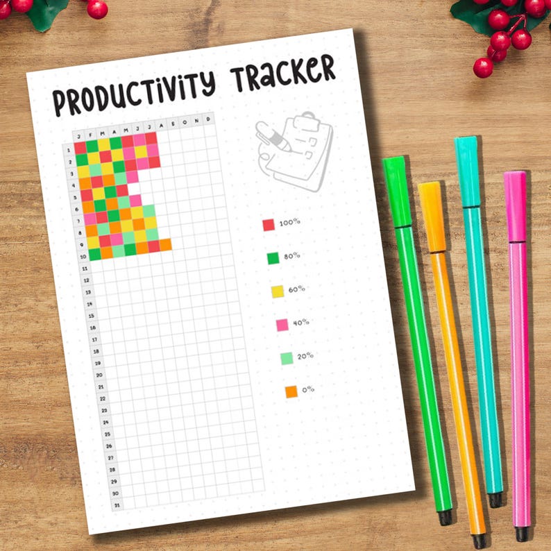 Productivity Tracker Printable PDF | Daily Planner & Goal Setting Log ...