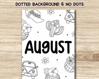 August Journal Cover Page Printable PDF | A4/A5 Dotted Monthly Title Page | Planner Insert