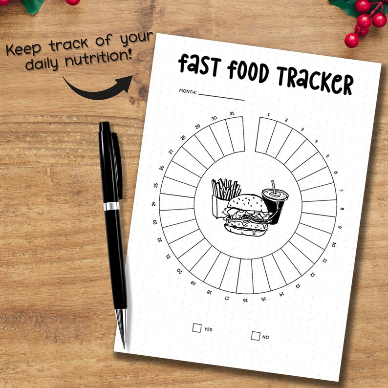 Fast Food Tracker Printable PDF | Takeout and Eating Log | Fitness ...