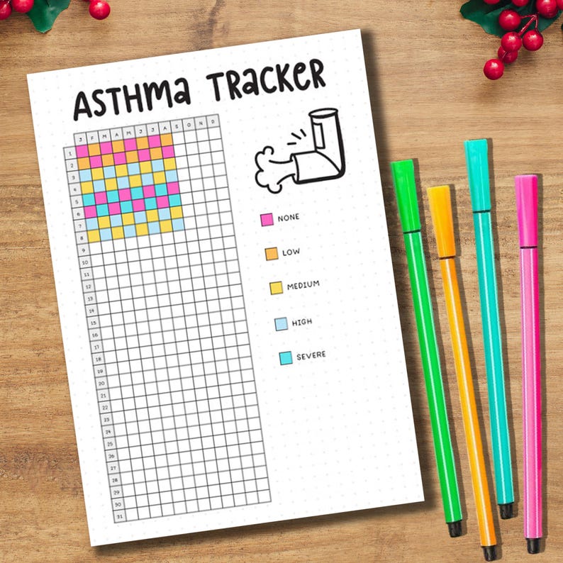 Asthma Tracker Printable PDF | Daily Symptom & Inhaler Log | Health ...