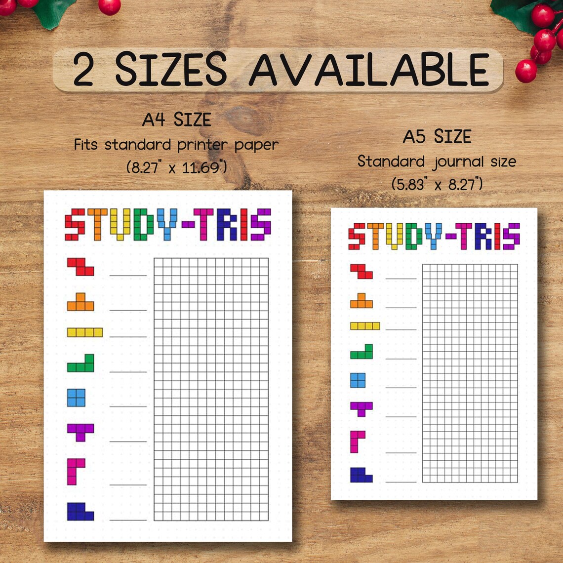 Study-tris Tracker Printable PDF | A4 A5 Dotted & Non-dotted Pages ...