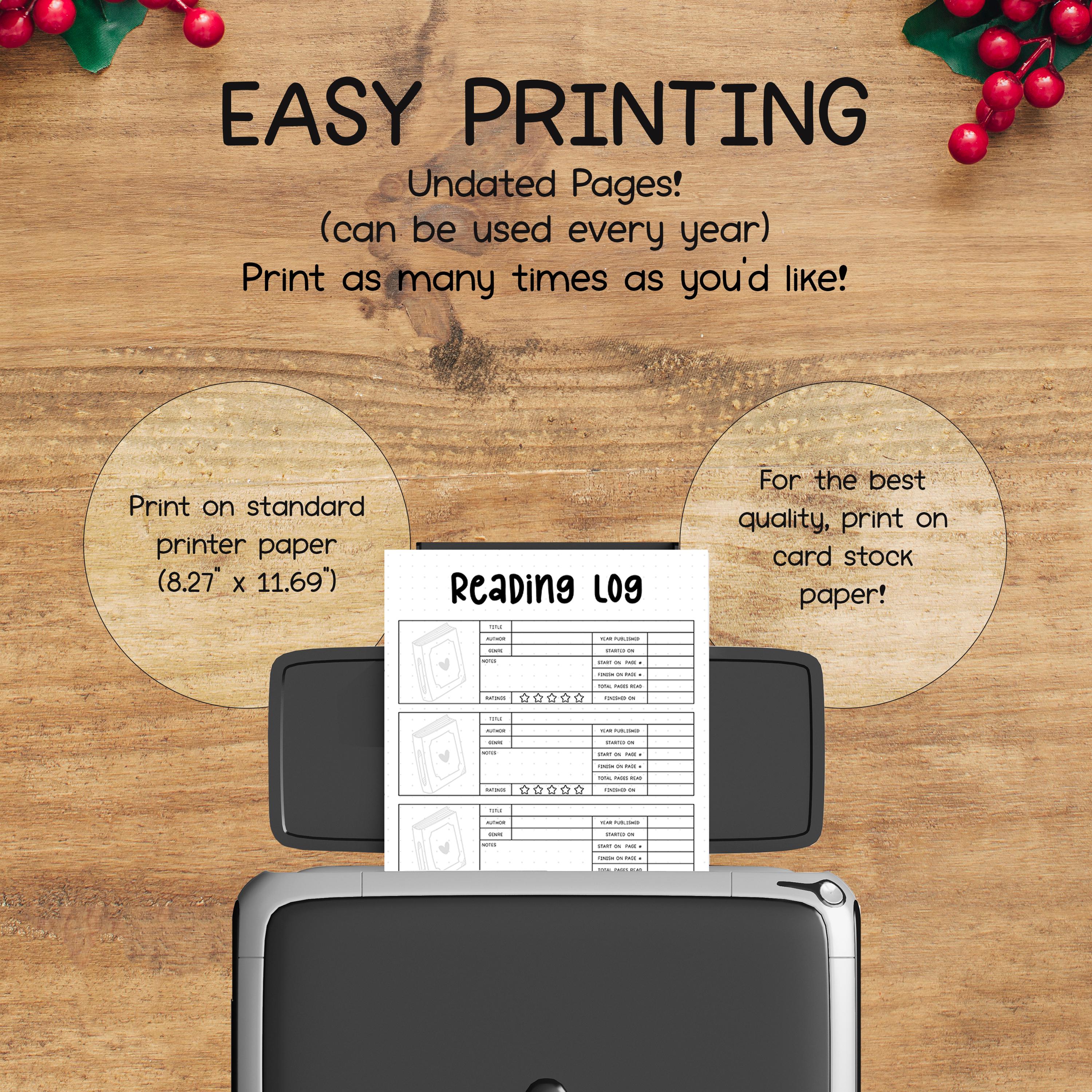 Reading Log Printable PDF | Book Tracker & Reading Habit Journal ...