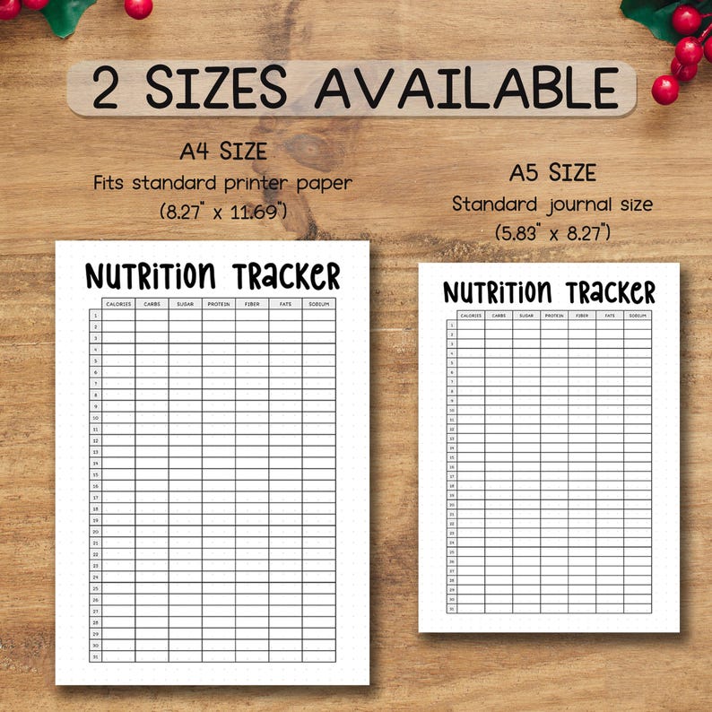 Nutrition Tracker Printable PDF | Daily Food Log, Calorie Counter ...