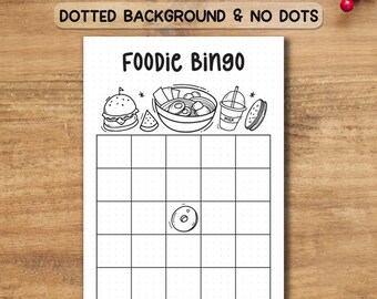 Foodie Bingo Printable Journal Planner PDF for Journaling Planning Fun Activities A4/A5
