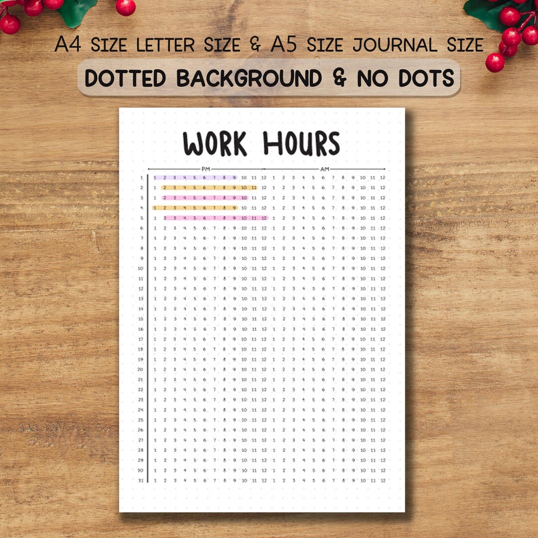 Working Hours Note Work Hours Tracker Printable PDF | Timesheet & Schedule Log Sheet | A4 ...