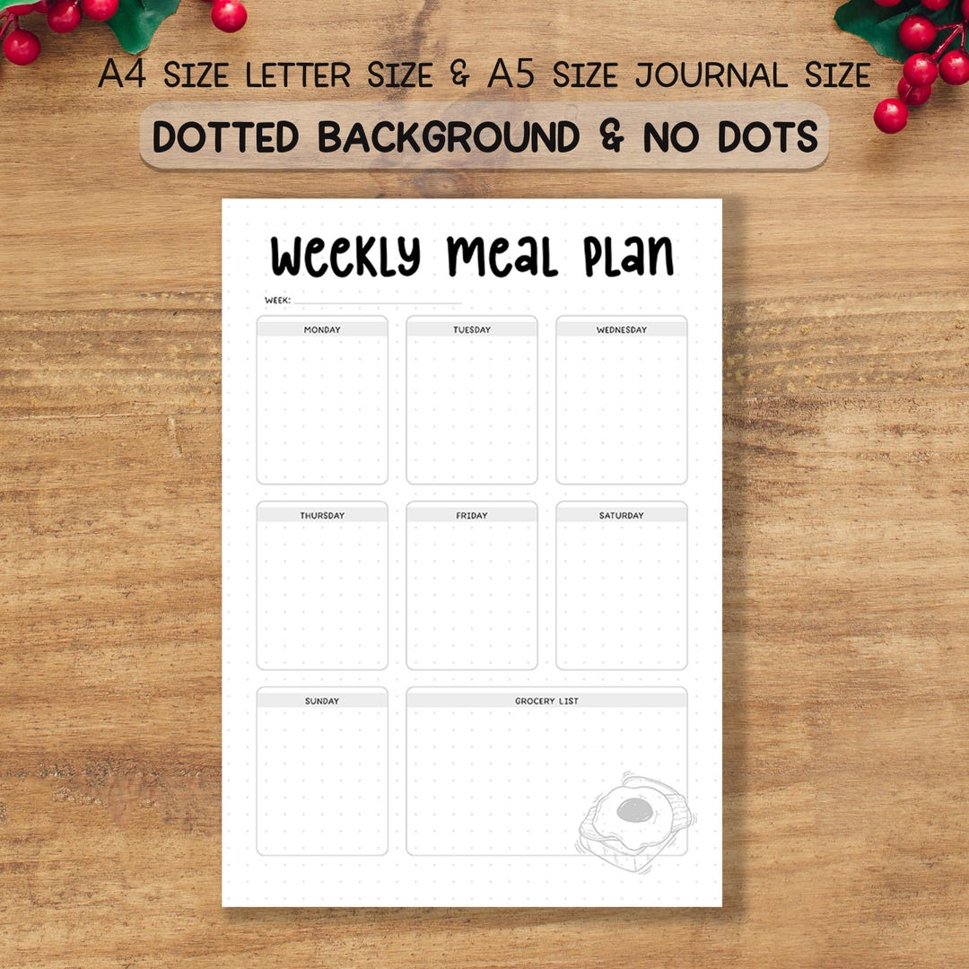 Weekly Meal Planner Printable PDF | Food Log & Nutrition Tracker | Meal ...